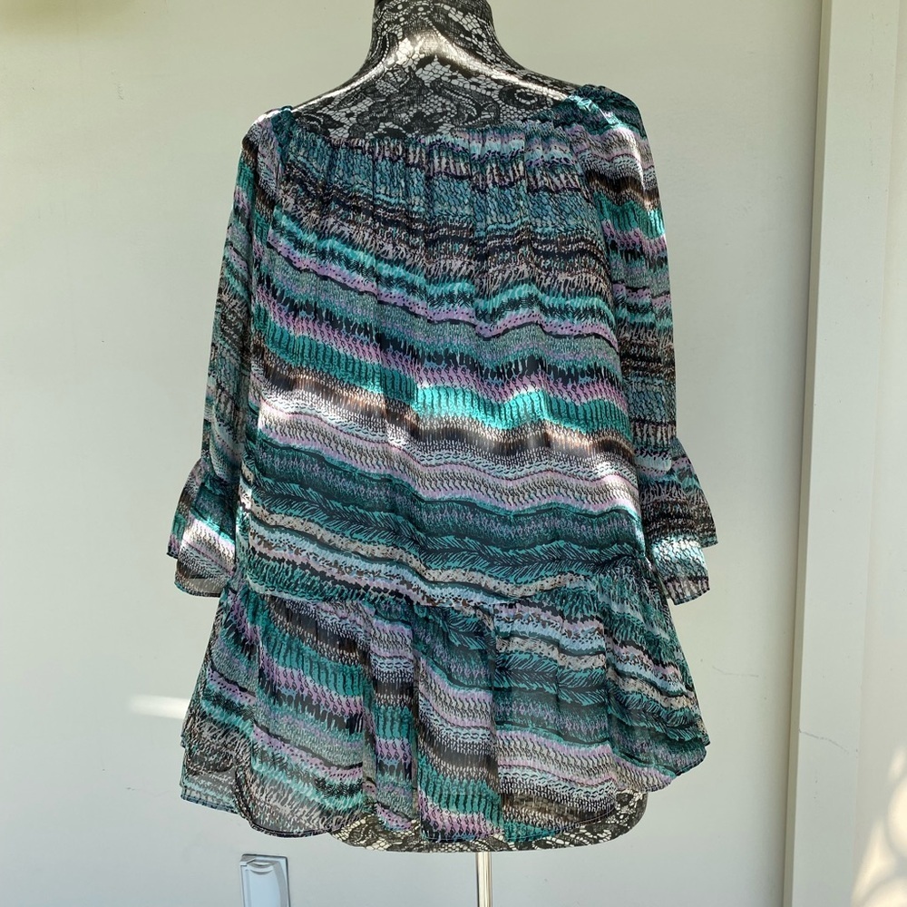 Dr 2 multi colored green, black and pink blouse size XL